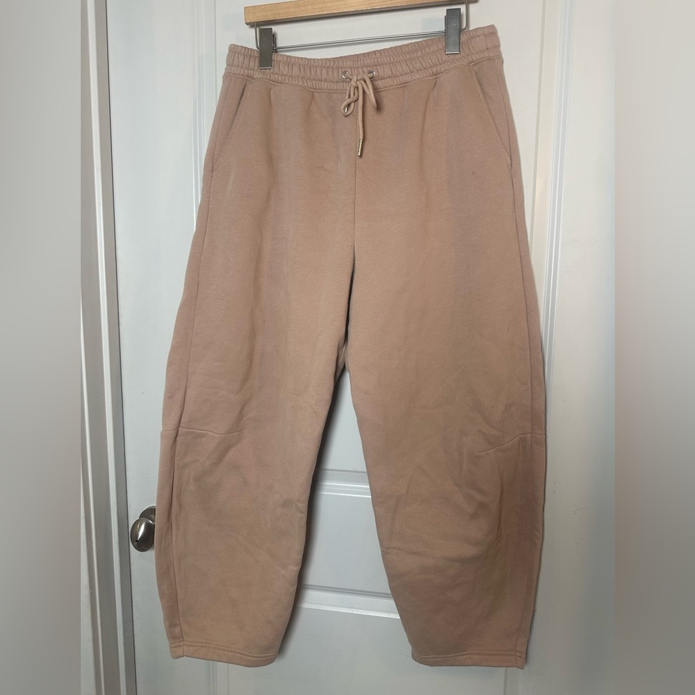 Abercrombie & Fitch High Rise Sunday Barrel  Tan Drawstring Waist Sweatpants, L - Picture 2 of 12